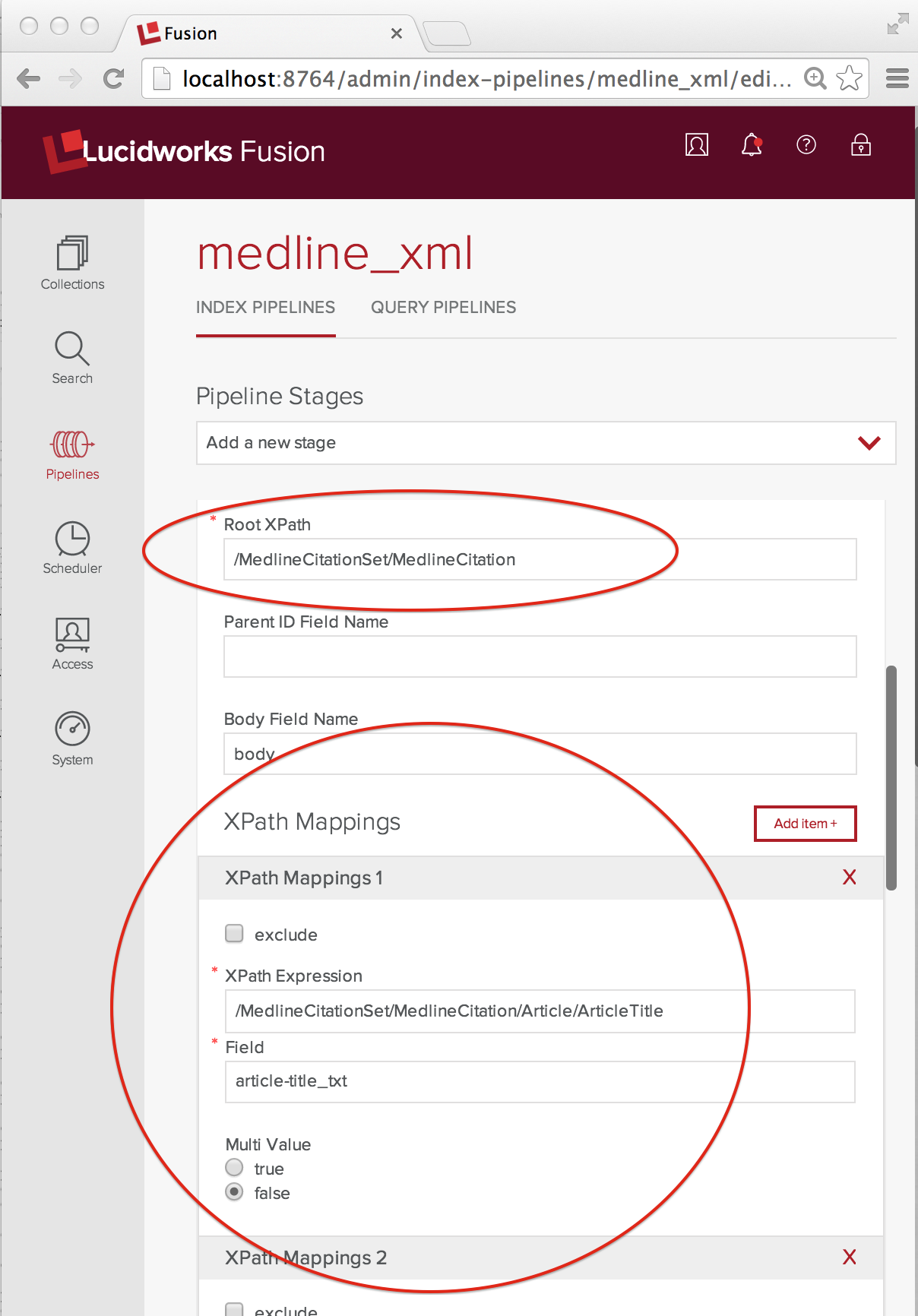 screenshot XML Transform Stage config