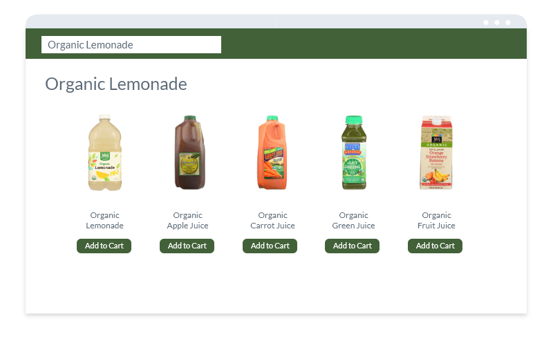 product search organic juice with different flavors