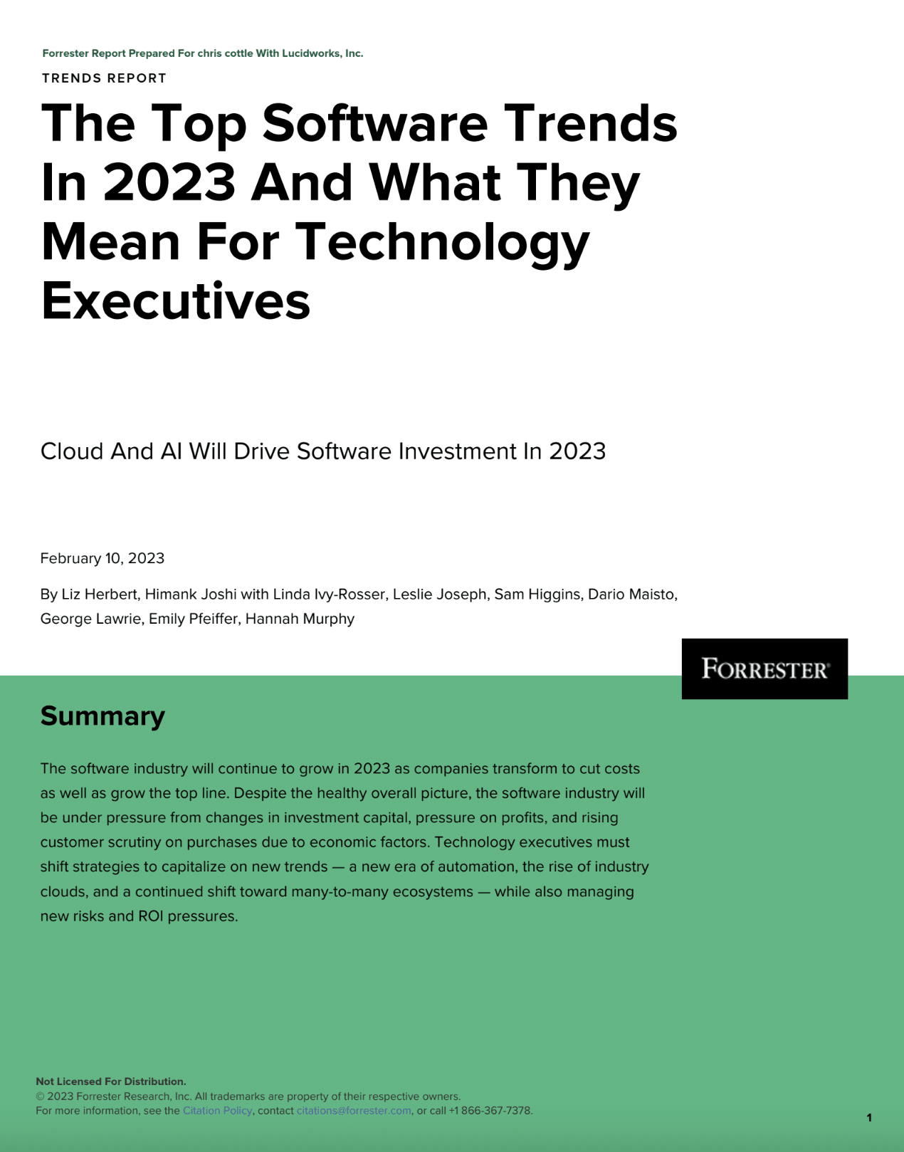 cover of report with black title text that reads "The Top Software Trends in 2023"