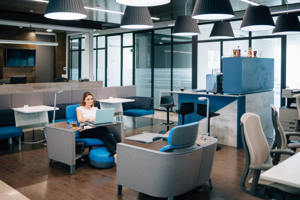 Businesswoman in coworking office space