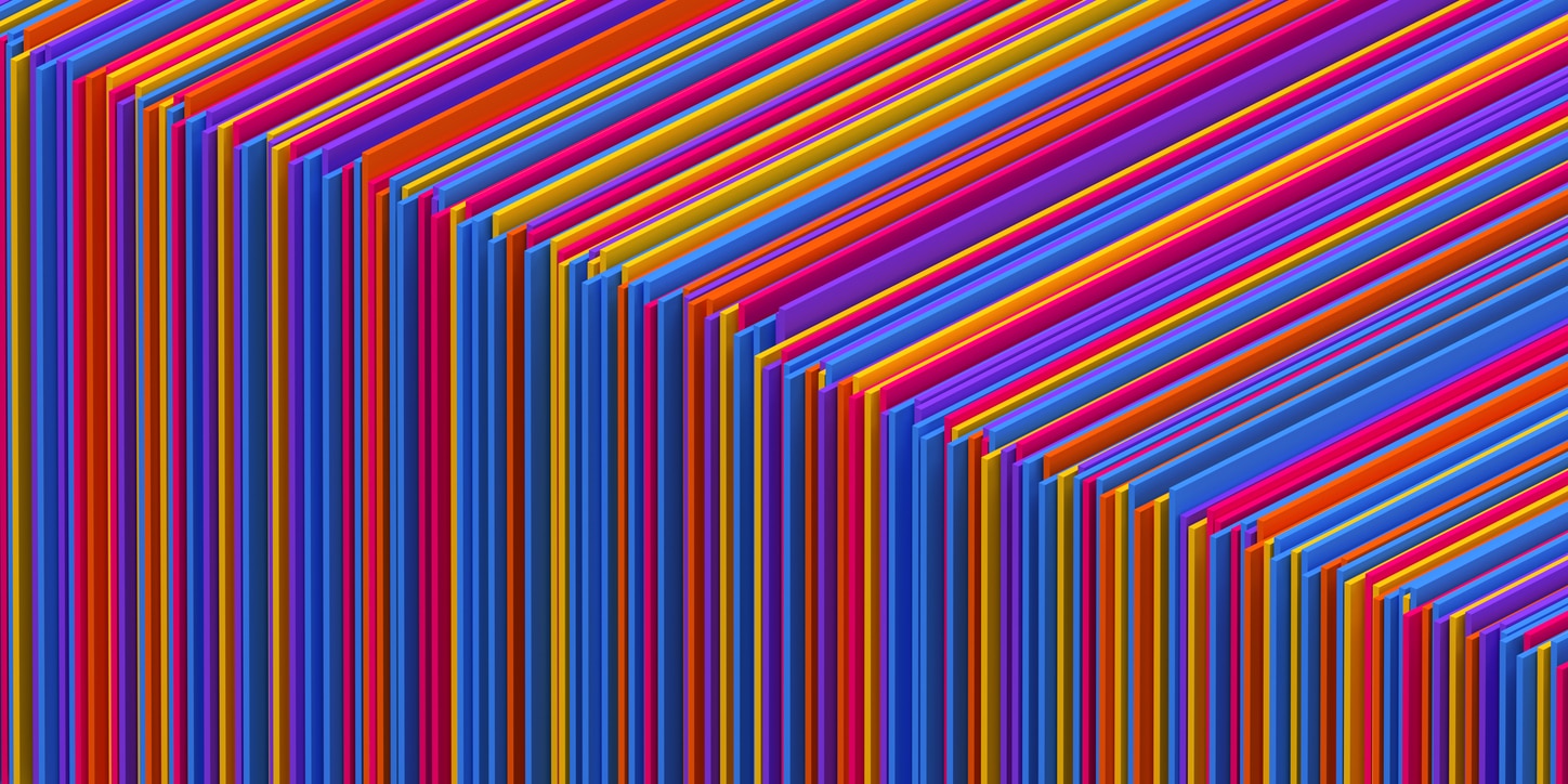 A row of colorful, horizontal stripes against a white background. [Colorful stripes / Abstract background / Visual representation of data for large language models]