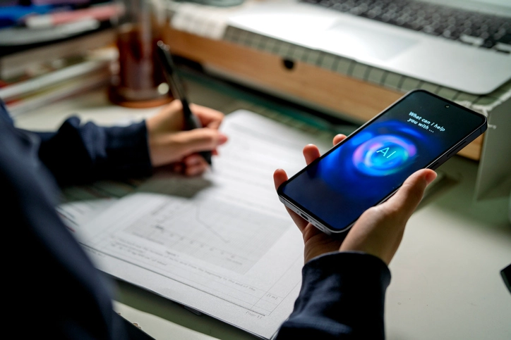 Person, die ein Smartphone zur Unterstützung nutzt